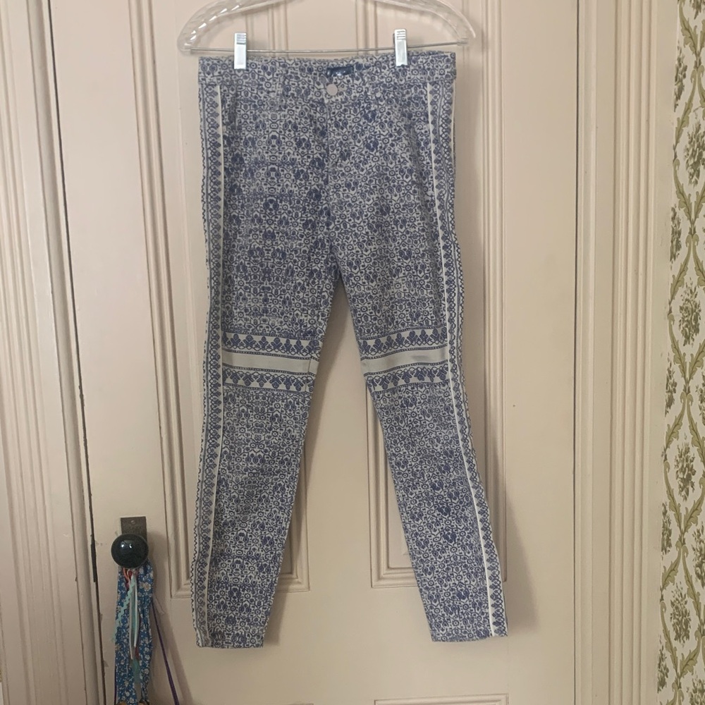 MOTHER blue and white printed Looker jeans size 26